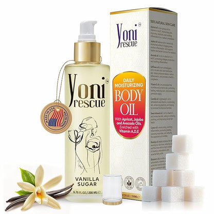 Vanilla Body Oil | Daily Skin Moisturizer with Apricot, Jojoba, Avocado & Vitamin E Oil | Hydrating & Nourishing | dry body oil for all Skin types | Anti-Aging | 6.76 oz