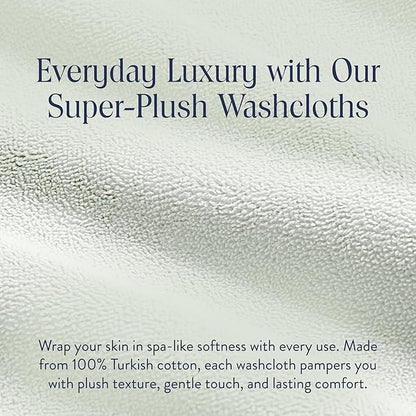 Brooklinen Super-Plush Turkish Cotton Washcloths - Set of 2 - Cotton, 820 GSM, Highly Absorbent, Machine Washable, Perfect for Home & Bathroom (13" x 13", Aloe Green)