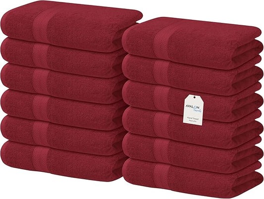 Avalon Towels Luxury Washcloths Value Pack of 12 – Premium Cotton, Soft & Absorbent Wash Cloths for Body and Face, Hotel and Spa Quality Wash Clothes, Quick Dry and Machine Washable (Crimson Red)