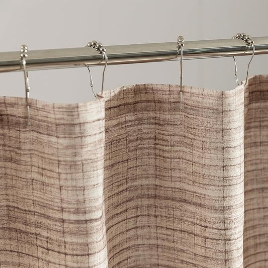 SLEEP ZONE Oatmeal Heather Shower Curtain Waterproof Curtains for Bathroom Decor Bathtub Geometric Shower Curtain 72" × 72"