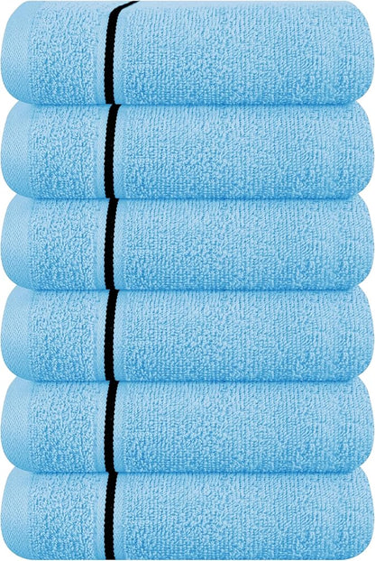 MyOwn Ultra Soft Cotton 6 -Piece Hand Towel Set 16x24 Inch, Ideal for use in Bathroom, Kitchen, Gym, Spa & General Cleaning, Compact & Lightweight Multi Purpose Hand Towels - Sky Blue