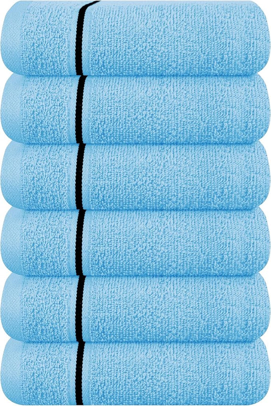 MyOwn Ultra Soft Cotton 6 -Piece Hand Towel Set 16x24 Inch, Ideal for use in Bathroom, Kitchen, Gym, Spa & General Cleaning, Compact & Lightweight Multi Purpose Hand Towels - Sky Blue