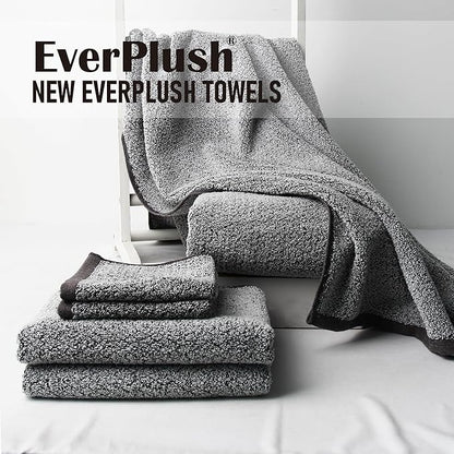 Everplush Diamond Jacquard 6 Pieces Bath Towel Set, Luxury Super Soft Oversized everplush Towels, Highly Absorbent everplush Diamond Jacquard Quick Dry Bath Towel for Bathroom Grey Towel Set