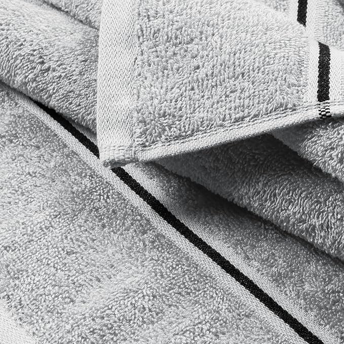 MyOwn Cotton 2 Pack Oversized Bath Towel Set 28x55 inches, Large Bath Towels, Ultra Absorbant Compact Quickdry & Lightweight Towel, Ideal for Gym Travel Camp Pool - Light Grey