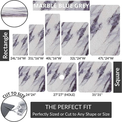 Shower Mat with Center Drain Hole - Secure Loofah Non Slip Shower Mats for Inside Shower - 27x27 Square Bath Mats for Shower - Anti Slip Shower Stall Mat - Square Shower Floor Mat (27x27 Blue Gray)