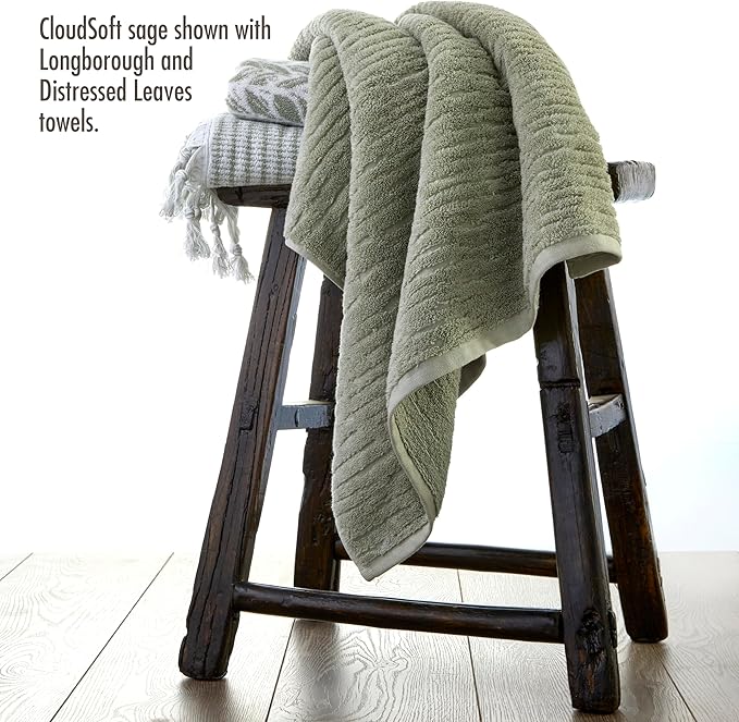 SKL Home CloudSoft Cotton Luxury 2-Piece Hand Towel Set, Sage