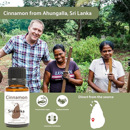 Cinnamon Essential Oil - Direct from Sri Lankan Essential Oils - 100% Pure - Natural Aceite de Canela for Aromatherapy & Wellness - Premium Grade (22lbs)