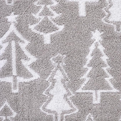 SKL Home Christmas/Winter Mod Tree 100% Cotton Premium Bath Towel, 500 GSM, Soft & Absorbent, Reversible Jacquard, Decorative, Gray