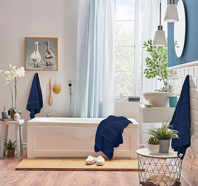 Utopia Towels 8 Piece Luxury Towel Set – Majestic Plush, Super Absorbent & Quicker-to-Dry, Thick 100% Ring Spun Cotton Towels for Bathroom, Spa & Hotel – 2 Bath, 2 Hand, 4 Washcloths, Navy Blue