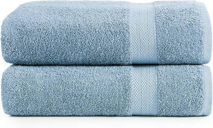LANE LINEN 100% Ring Spun Cotton Bath Sheets (35''x66) - 2 PCs - Pre Shrunk, Fast Drying, Thick & Absorbent Extra Large Bathroom Towel Sets - Perfect for Everyday Use Blue Bath Towels - Cerulean Blue