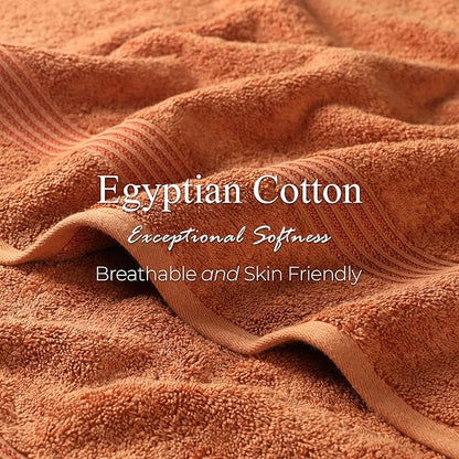 Superior Egyptian Cotton Bath Towel Set, Home Bathroom Towels, Master, Guest Bath, Decor Essentials, Quick Dry, Absorbent, Large Body Towels, Spa, Hotel, Resort, Adult, Kids, Set of 2, Caramel Brown