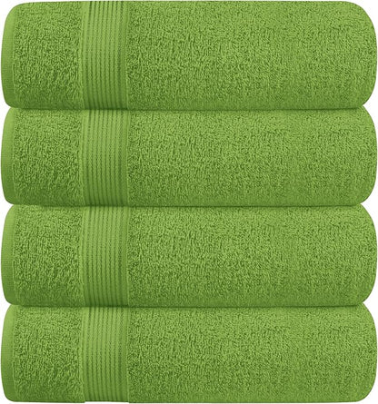 BELZZI Home Ultra Soft 4 Pack Oversized Bath Towel Set 27x54, Cotton Compact Bath Towels, Highly Absorbant Eco-Friendly Quickdry & Lightweight Towel, Ideal for Gym Travel Camp Pool - Kiwi Green
