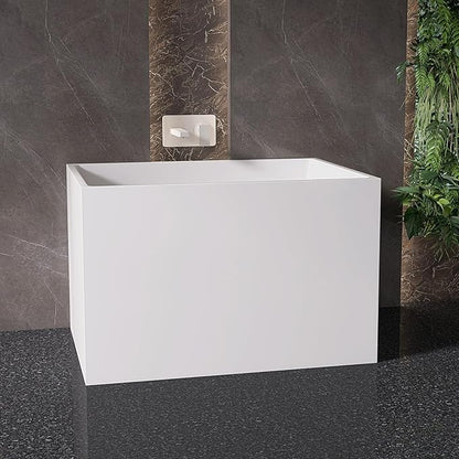 39" Acrylic Freestanding Bathtubs, Stand Alone Tub, Japanese Soaking Tub for Bathroom, Integrated Overflow and Drain, cUPC Certified, Gloss White