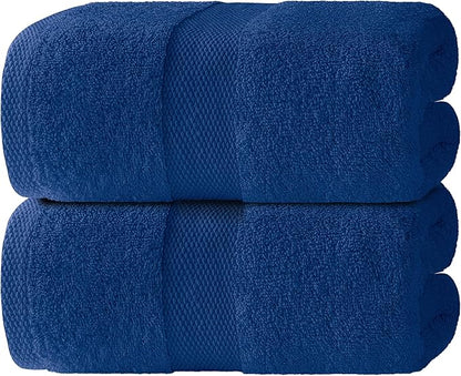 Luxury Soft Bath Sheet Towels Set - 650 GSM Cotton Luxury Bath Towels Extra Large 35x70 | Highly Absorbent and Quick Dry | Hotel Quality Extra Large Bath Towels Oversized, Navy Blue, 2 Pack