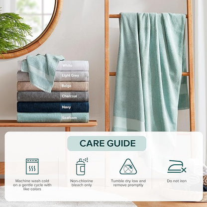 Comfort Spaces Turkish Bathroom Towel Set 6 Piece Luxury Bath Towel Set 2 Hand Towel for Bathroom 2 Washcloth 2 Large Bath Towel Sets Long Staple Soft Quick Dry Towel Set Seafoam Green