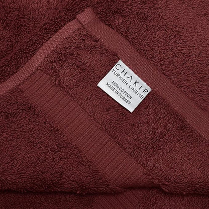 Chakir Turkish Linens 100% Cotton Premium Turkish Towels for Bathroom, 2 Large Bath Towels, 2 Hand Towels, 2 Washcloths (6-Piece Towel Set, Cranberry)