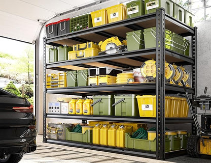 55.1" W Garage Shelves 2230LBS Storage Shelves, 5 Tier Adjustable Metal Shelving, Garage Shelving for Storage, Basement, Warehouse, Pantry, Kitchen, 55.1" W x 24.1" D x 72.1" H, Black