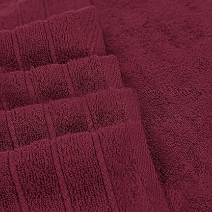 Tens Towels Pack of 4 Extra Large Bath Towels 30 x 60 Inches, 100% Cotton, Larger & Lighter Weight, Quicker to Dry, Super Soft and Absorbent, Perfect for Bathroom, Burgundy