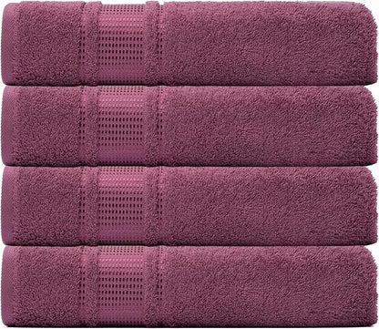 Melissa Linen, 100% Cotton Washcloths for Bathroom, 4-Piece 12x12 in Wash Cloth Set, Turkish Small Hand Towels, Soft Rags for Face and Body, (Dark Reddish Purple Washcloths)