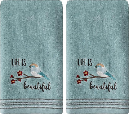 SKL Home by Saturday Knight Ltd. Life Is Beautiful 2 Pc Hand Towel Set, Aqua