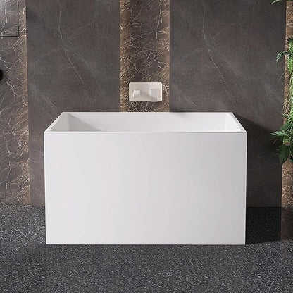 43" Acrylic Freestanding Bathtubs, Stand Alone Tub, Japanese Soaking Tub for Bathroom, Integrated Overflow and Drain, cUPC Certified, Gloss White