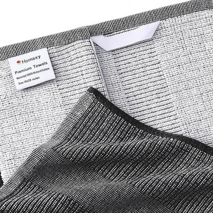 Homaxy Premium Kitchen Towels(18”x 28”, 8 Pack), Large Cotton Kitchen Hand Towels, Flat and Terry Dish Towels, 380 GSM Highly Absorbent Tea Towel Set with Hanging Loop, Black