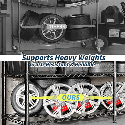 4-Tier Metal Storage Shelves, Adjustable Wire Shelving Unit for Garage, Pantry, Basement & Kitchen, Easy Assembly, 70.8" w x 15.8" d x 59.5" h, 265 Lbs Per Tier
