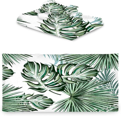 Deliciosa Palms Tropical Plants 3 Piece Towel Bathroom Sets, 1 Bath Towel, 1 Washcloth, 1 Hand Towel, Cotton Fast Dry Soft Absorbent Towel Set for Home Kitchen Family