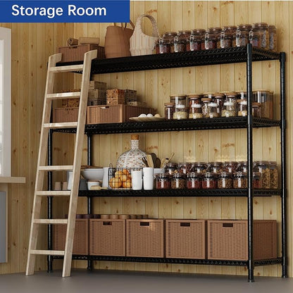 REGILLER 4-Wire Shelf Adjustable Heavy Duty Storage Shelves,Metal Organizer Wire Rack for Laundry Bathroom Kitchen Pantry Closet Garage Shelving(Black,24" Dx59.6 Wx72.2 H)