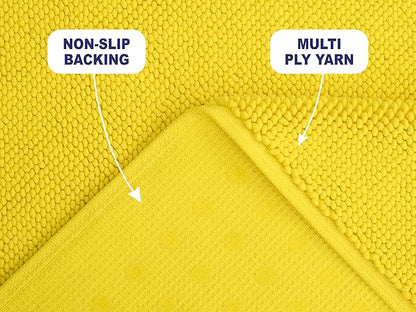 American Soft Linen Bath Rug, 20 in 34 in 100% Cotton Bath Mats Rugs for Bathroom, Slip Reducer Washable Shaggy Form Area Rugs, Yellow Bath Rug