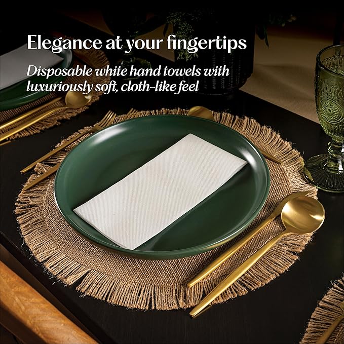 Disposable Linen-Feel Guest HandTowels [MEDIUM SIZE - Pack of 7500] - Cloth-Like Hand Bathroom Napkins - Soft and Absorbent Paper Napkin for Kitchen, Bathroom, Party, Wedding, Or Event