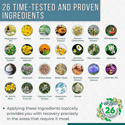 PR-26 by Real Time 12 fl oz Recovery Topical Lotion for Athletes - 26 Natural Ingredients Including Arnica, Magnesium Oil, Turmeric - Pre & Post Workout Muscle + Joint Rub for Your Athletic Lifestyle