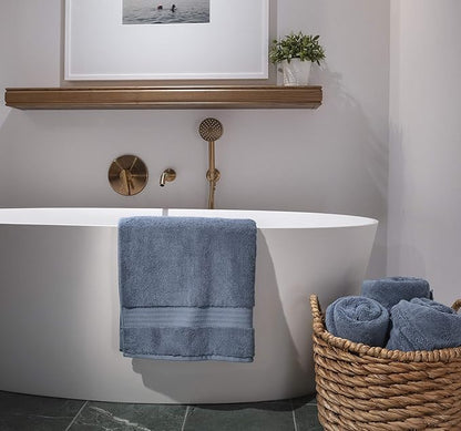 100% Organic Cotton Bath Towel Set | Bathroom Luxury Towel Set of 6 | GOTS Certified | Hotel Premium Towels | 700 GSM | 2 Bath Towel 30 x 56 | 2 Hand Towel 16 x 30 | 2 Wash Cloth 13 x 13 | Dark Blue
