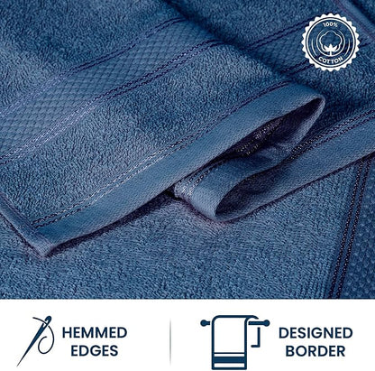 Casa Lino Face Towels & Body Wash Cloths for Showering - 100% Cotton Wash Cloths for Bathroom - Highly Absorbent & Quick Drying Washcloth Set - Cotton Washcloths 24 Pack (12" x 12") - (Cobalt Blue)