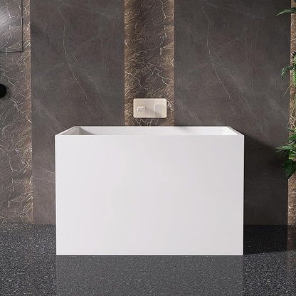 39" Acrylic Freestanding Bathtubs, Stand Alone Tub, Japanese Soaking Tub for Bathroom, Integrated Overflow and Drain, cUPC Certified, Gloss White