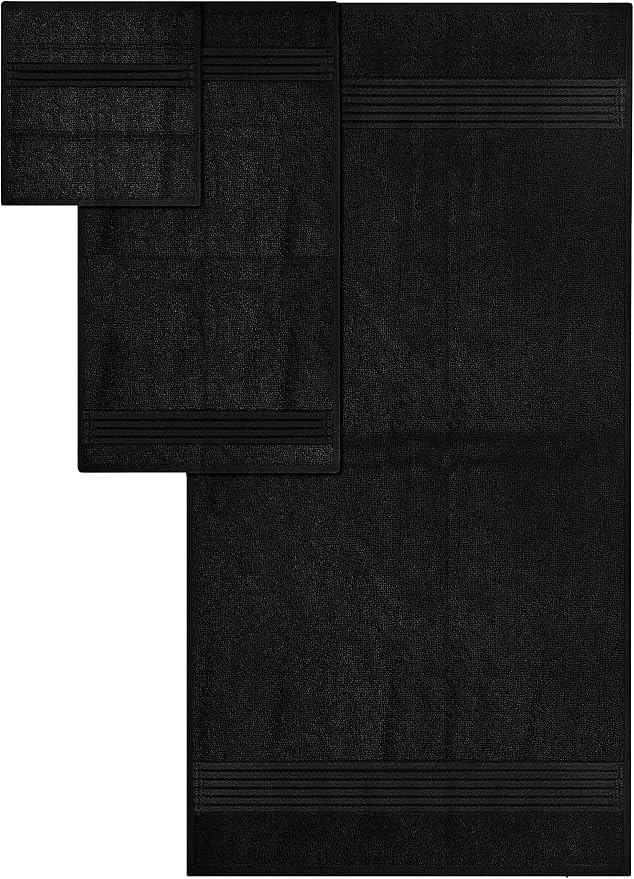 Utopia Towels 48-Piece Premium Towel Set, 12 Bath Towels, 12 Hand Towels, and 24 Wash Cloths, 100% Ring Spun Cotton Highly Absorbent Towels for Bathroom, Sports, and Hotel (Black)
