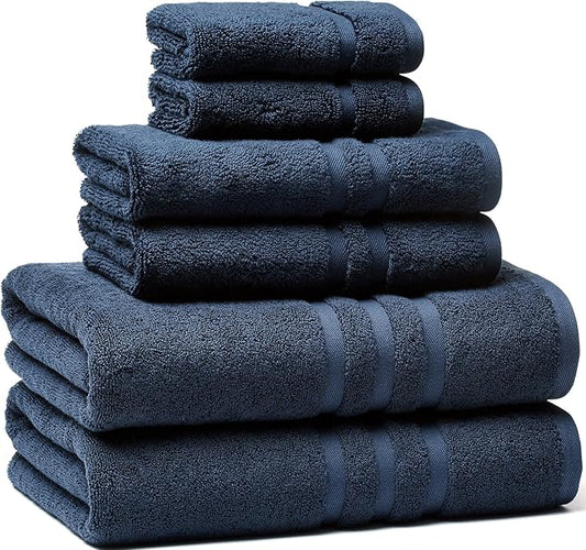 Veteran Textile LLC, Luxury Hotel & Spa, Turkish Cotton, 6 Pieces Towels Set, Max-Softness by Veteran Textile (Navy Blue)