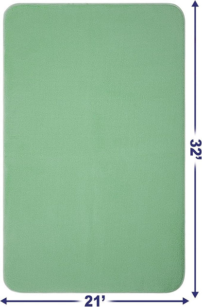 American Soft Linen 21x32 Fluffy Foamed Slip Reducer Bath Rug, Machine Washable Area Bath Mat Rugs for Bathroom, Sage Green