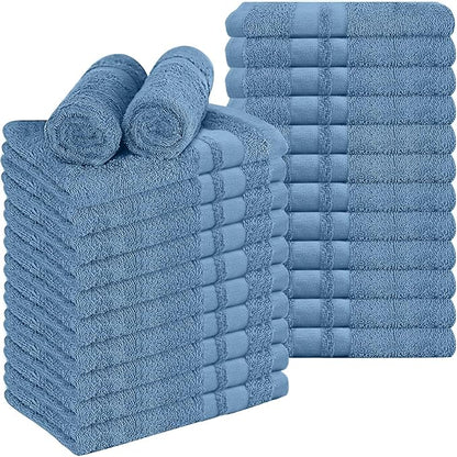 RIVERSIDE Pack of 24 Salon Towels Set – 16 x 26 Inches, 100% Ring Spun Cotton Highly Absorbent and Quick Dry Towels for Salon, Hand, Barber, Gym, Home & Hair Care, Blue