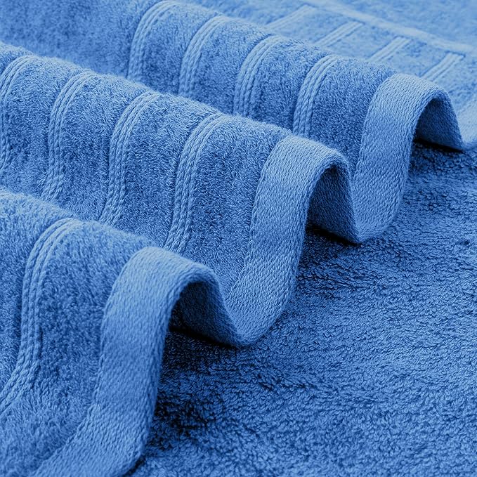 Avalon Towels Bath Towels Set of 4, Size 30 x 60 Inches, Highly Soft and Absorbent, Quick Drying, Lightweight, Perfect for Daily Use (Blue)