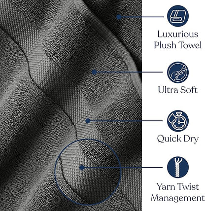 Delara Organic Cotton Luxuriously Plush Bath Towel Pack of 4 | GOTS & OEKO-TEX Certified | Premium Hotel Quality Towels | Feather Touch Technology|650 GSM Long Staple|Soft, Quick Dry & Ultra-Absorbent