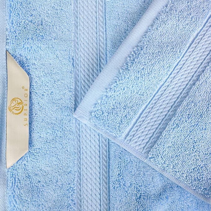 BLUENILEMILLS Madison Egyptian Cotton Towels, Towel Set for Bathroom, Shower, Hotel, Plush, 800 GSM, Highly Absorbent and Ultra-Soft Towels, Bath Essentials, 8 Piece Assorted Towel Set, Light Blue