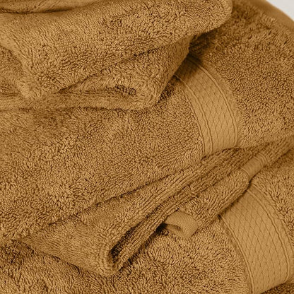 Superior Egyptian Cotton Pile 6-Piece Towel Set, Includes 2 Bath, 2 Hand, 2 Face Towel/Washcloth, Heavyweight, Ultra Soft Luxury Towels, Thick Plush Essentials, Guest Bath, Spa, Hotel Bathroom, Gold