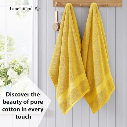 LANE LINEN 100% Luxury Cotton Bath Sheets 4 Pack (35"x66") - Highly Absorbent, Pre Shrunk, Soft, Quick Dry & Fade Resistant Extra Large Bathroom Towel Sets - Gets Soft After Multiple Washes - Mimosa