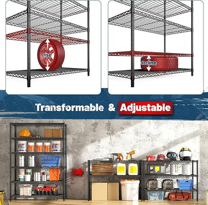 Storage Shelves Metal Shelving Unit 6Tier Wire Shelving Rack 1200LBS Heavy Duty, Adjustable Pantry Shelves, Metal Shelf for Kitchen,Garage Shelving,Closet Shelves,75" Hx 36" Wx 18" D