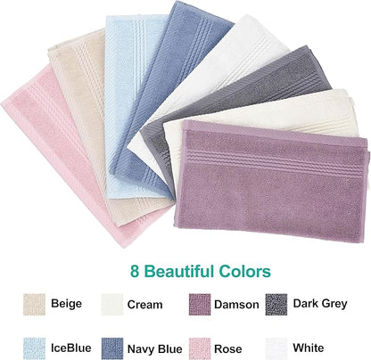 EastNBlue Lara 100% Turkish Cotton Washcloths 4 Pack, Extra Soft & Absorbent Wash Cloths for Face & Body (12" x 12"), Terry Cloth, Small Hand Towels for Bathroom, Cream