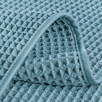 POLYTE 430 GSM Microfiber Lint Free Washcloth Face Towel, 13 x 13 in, 4 Pack (Waffle Weave)