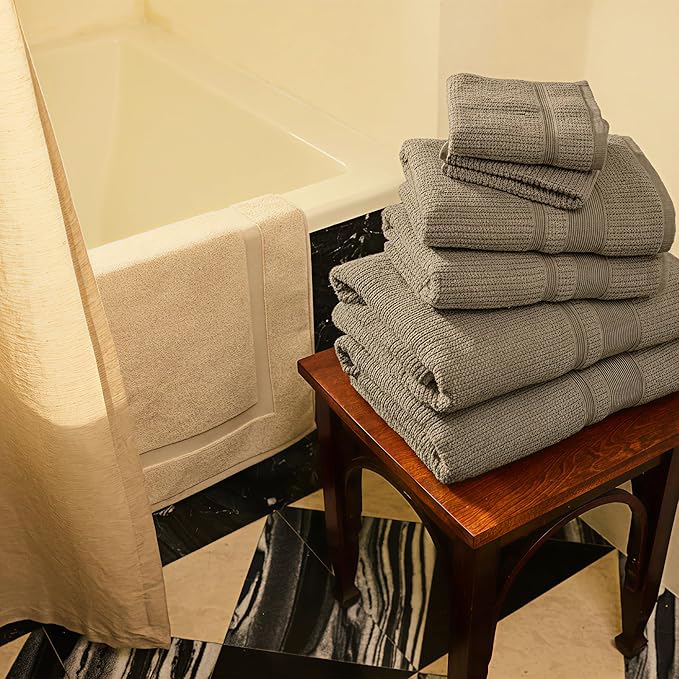 Preston Lane Douro Washcloth Set – 2 Pack Luxury Cotton Towels, Ultra Soft & Absorbent, Quick-Dry Spa-Quality Bathroom Towels, Made in Portugal, Eucalyptus