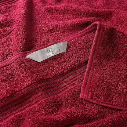 Superior Egyptian Cotton 9-Piece Towel Set, Assorted Towels for Home Bathroom, Guest Bath Decor Essentials, Includes 3 Bath, 3 Hand, 3 Face Towels/Washcloths, Quick Dry, Absorbent - Burgundy