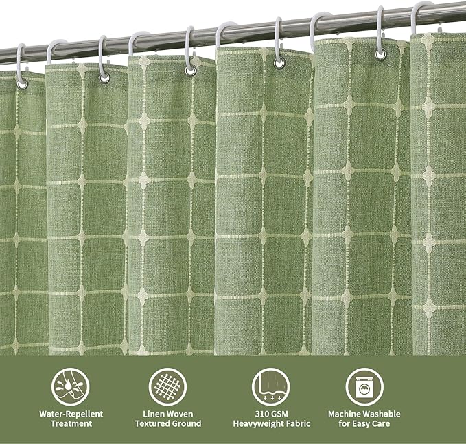 MitoVilla Boho Small Stall Shower Curtain 36 x 72, Sage Green Half Size Narrow Polyester Linen Tassel Cloth Fabric Shower Curtains for Chic Modern Farmhouse Country Bathroom Decor